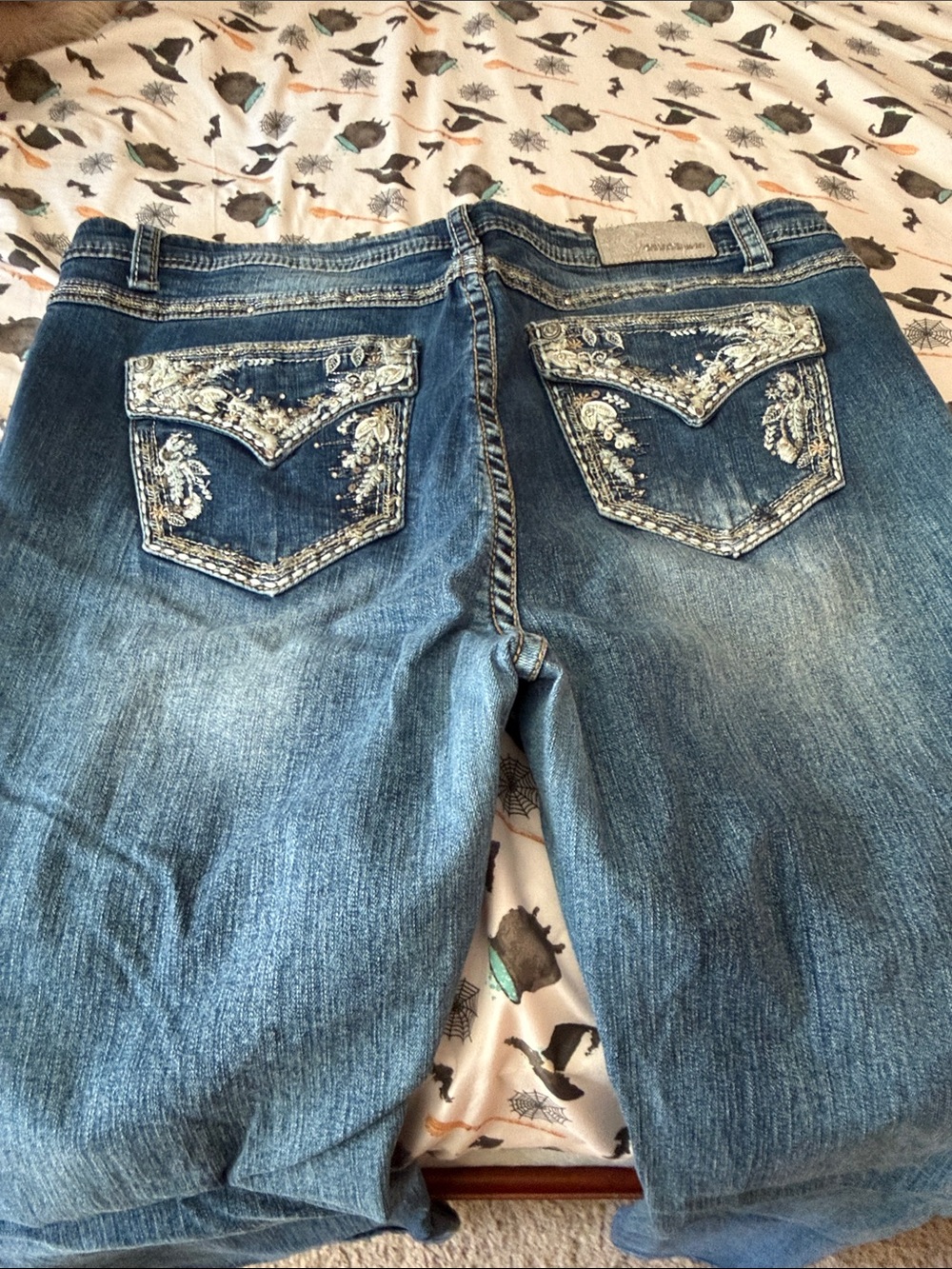 Grace in LA Blue Straight Leg Jeans with Embellished Pockets